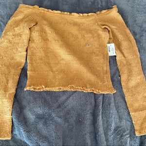 Yellow off the shoulder shirt